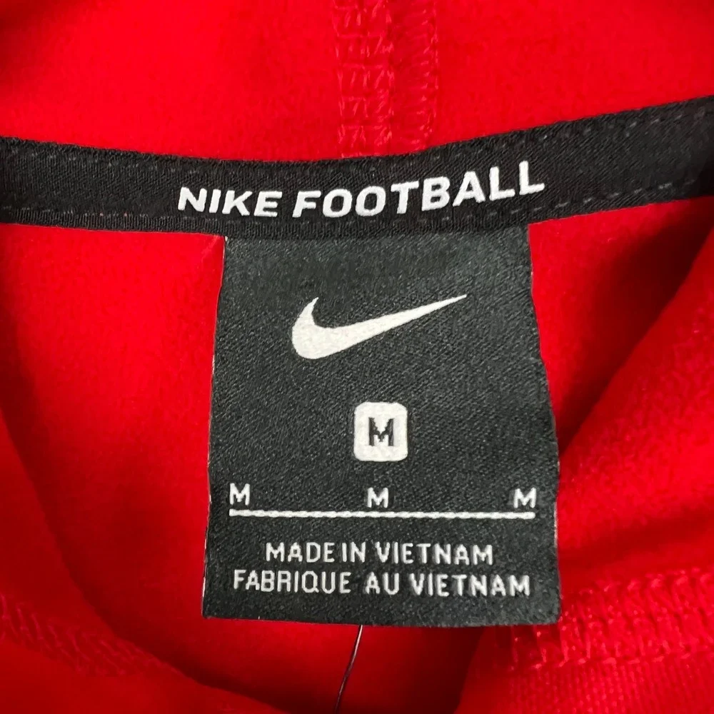 Nike Football Therma Dri Fit Hoodie Mens‎ Medium New Red Pullover Graphic Logo